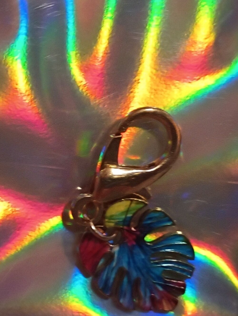 Colorful Enamel Leaf Charm with Lobster Clasp